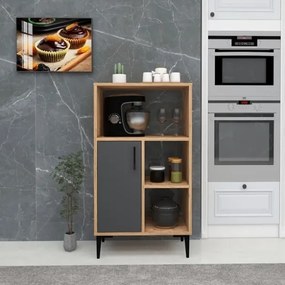 Mobile Da Cucina Multifunzione Dispensa 60x35x109 Kion Rovere E Antracite