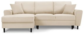 Divano angolare beige allungabile e con contenitore (con penisola a sinistra/con chaise lounge) con rivestimento in velluto a coste Kyoto – Cosmopolitan Design