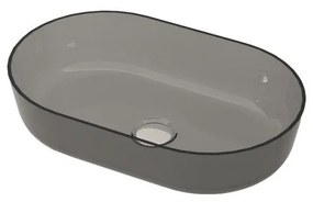 Lavabo da appoggio ovale in solid surface L 54 x H 12 x P 34 cm grigio e trasparente