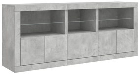 Credenza con luci led grigio cemento 162x37x67 cm