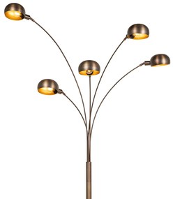 Piantana di design bronzo scuro con oro 5 luci - Sixties Marmo