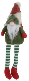 Gnomo Natale gambemolli 30 cm rombi rosso verde