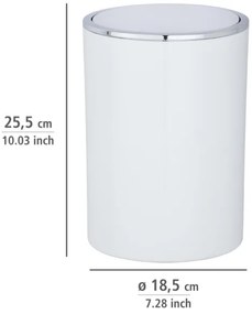 WENKO 22554100 - Cestino INCA 18,5x25,5 cm bianco/cromo lucido