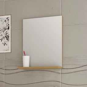Kamalu - Specchio con mensola 40 cm colore legno naturale | LAC-POLIS-40- OAK
