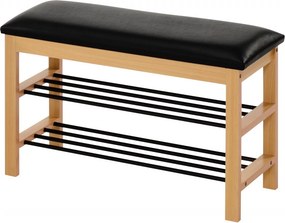 Scarpiera ST11 in legno naturale/nero - L81 cm