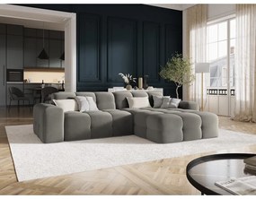 Divano angolare in velluto grigio (angolo destro) Kendal - Micadoni Home