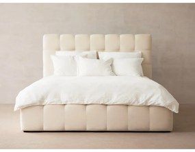 Letto matrimoniale imbottito beige con contenitore con griglia 140x200 cm Bali - Cosmopolitan Design