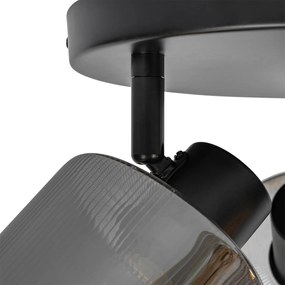 Faretto da soffitto nero con vetro fumé rotondo 3 luci orientabili - Laura