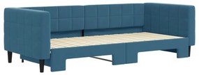 Divano letto con letto estraibile blu 90x200 cm in velluto