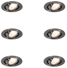 Set di 6 faretti da incasso moderni color canna di fucile GU10 50mm rotondi orientabili - Cisco