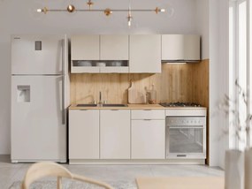 Cucina completa Con piano di lavoro 200 cm Beige e Naturale - CARMEO