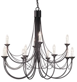 Lampadario Classico Carisbrooke Acciaio Nero 12 Luci E14