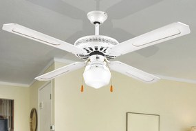 Ventilatore da Soffitto con 4 Pale e Lampada Ø130cm 3 Velocità  Kooper Windy Bianco...