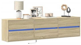 Mobile Tv A Parete Con Led Rovere Sonoma 180x31x45 Cm /