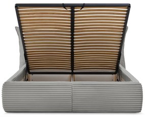 Letto matrimoniale grigio imbottito con spazio contenitivo con griglia inclusa 180x200 cm Jade – Bobochic Paris