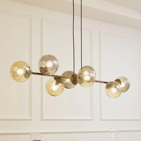 Lampada a sospensione in vetro Isamer Lindby, dimmerabile, Nero, Soggiorno / Sala da pranzo, Metallo, Moderno, Lampada a sospensione