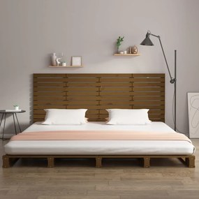 Testiera da parete miele 156x3x91,5cm in legno massello di pino