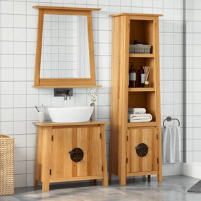 Set Mobili Da Bagno 3 Pz İn Legno Massello Di Pino /