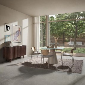 Tavolo da pranzo rotondo con piano in vetro ø 120 cm Vida – MOME