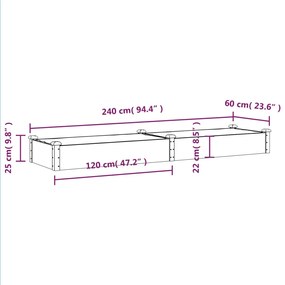 Fioriera Giardino con Fodera Marrone 240x60x25cm Massello Abete