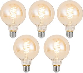 Set di 5 Lampadine LED Smart E27 Dimmerabili G95 Ambra 4.9W 320 lm 2500K Zigbee