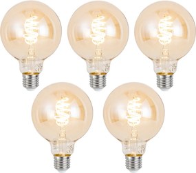 Set di 5 Lampadine LED Smart E27 dimmerabili G95 Ambra 4.9W 320lm 2500K