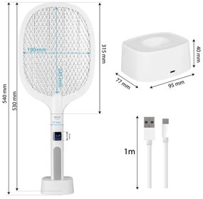 Trappola elettrica LED 2in1 con LCD 1200 mAh/5V bianco