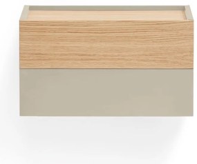 Comodino beige/tonalità naturale con decoro in rovere Otto - Teulat
