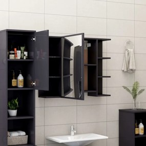 Set Mobili da Bagno 4 pz Grigio Lucido in Truciolato