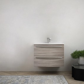 Mobile bagno 75 cm Larice sospeso bombato - Berlino senza specchio e senza colonna