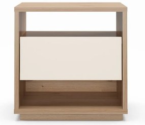 Comodino color crema/di colore naturale con effetto rovere Dennis – Marckeric
