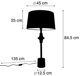 Lampada da tavolo Art Déco oro e nero con paralume in cotone 45 cm - Diverso