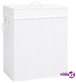 vidaXL Cesto Portabiancheria in Bambù a Sezione Singola Bianco 83 L