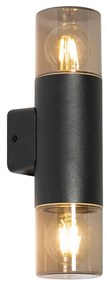 Lampada da parete esterna moderna nera 2 luci IP44 - Odense