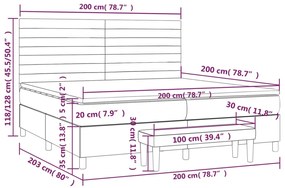 Giroletto a Molle con Materasso Grigio Scuro 200x200 cm Tessuto