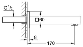 GROHE 13303000 - Scarico vasca EUROCUBE 170 mm cromato lucido