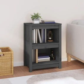 Libreria Grigia 50x35x68 Cm İn Legno Massello Di Pino /