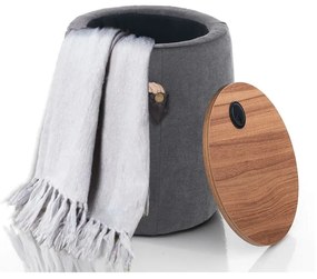 Pouf grigio con vano portaoggetti Barril - Tomasucci