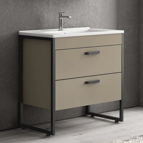 Kamalu - mobile bagno con struttura metallica nera 85cm ikos-85