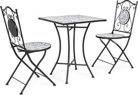 Set Tavolino e 2 Sedie Pieghevoli da Giardino Erice in Acciaio...