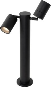 Lampada da esterno nera con picchetto da terra e pressacavo 45cm 2 luci IP44 - Duo