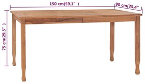 Tavolo da Pranzo da Giardino 150x90x75 cm in Massello di Teak