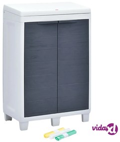 vidaXL Pattumiera da Giardino con 3 Sacchi Grigio Scuro 65x38x102 cm
