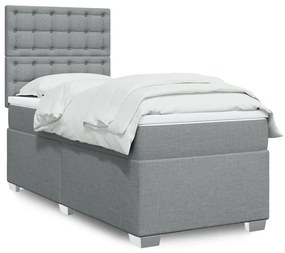 Giroletto A Molle Con Materasso Grigio Chiaro 90x190 Cm Tessuto /