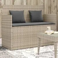 Panca da Giardino con Cuscini Grigio Chiaro in Polyrattan 365766