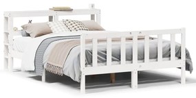Letto Senza Materasso Bianco 160x200 Cm Legno Massello Di Pino /