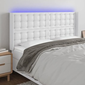 Testiera A Led Bianco 147x16x118/128 Cm İn Similpelle /