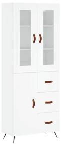 Credenza bianca 69,5x34x180 cm in legno multistrato