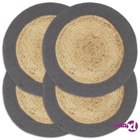 vidaXL Tovagliette 4 pz Naturale e Antracite 38 cm in Juta e Cotone