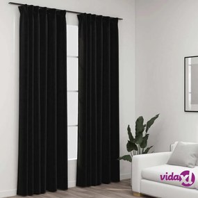 vidaXL Tende Oscuranti con Ganci Effetto Lino 2 pz Antracite 140x245cm